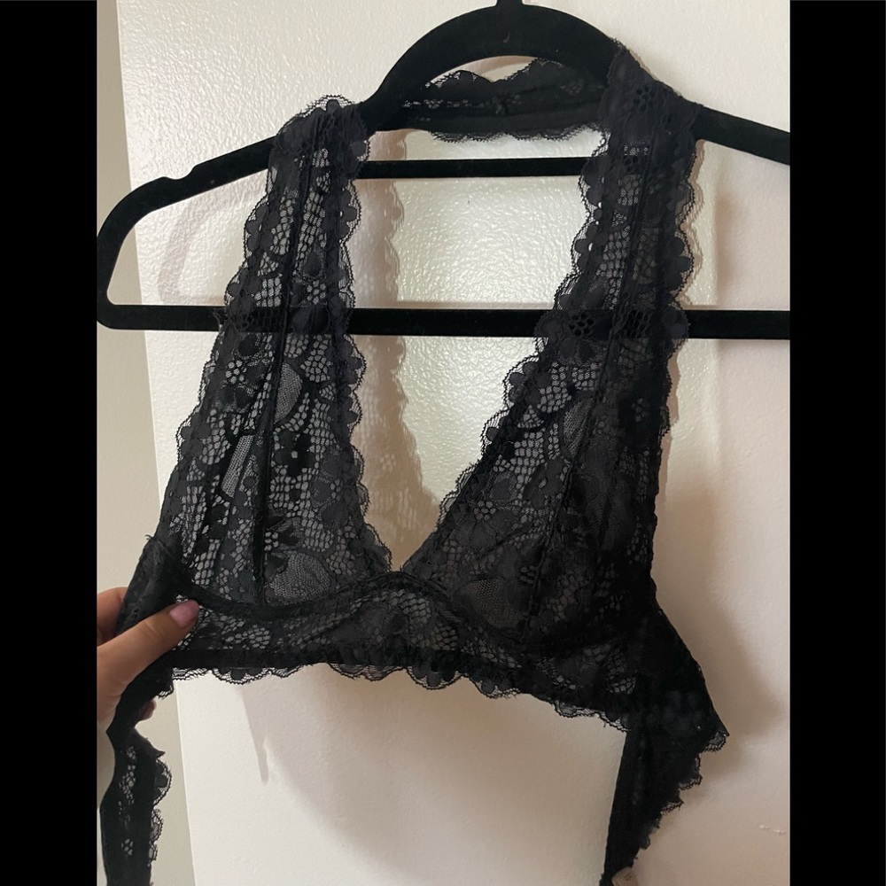 Free People Navy Galloon Lace Halter Bra Size: S/P
